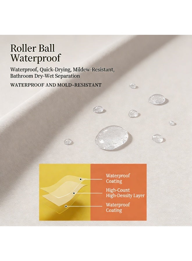 AuliceVerse 180x180cm Waterproof Shower Curtain with Hooks - Anti-Mold Polyester Bathroom Curtain | Modern Minimalist Plant Print Bath Curtain for Bathroom Decor (Single Curtain + Rings) - Image 4